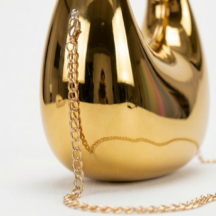 Lyra – Metallic Ring Handle Evening Clutch Bag