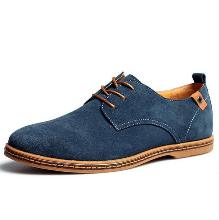 Men's Suede Derby Shoes with Lace Closure and Textured Finish