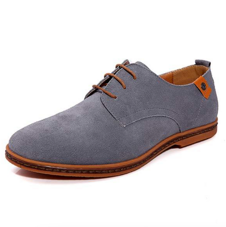 Men's Suede Derby Shoes with Lace Closure and Textured Finish