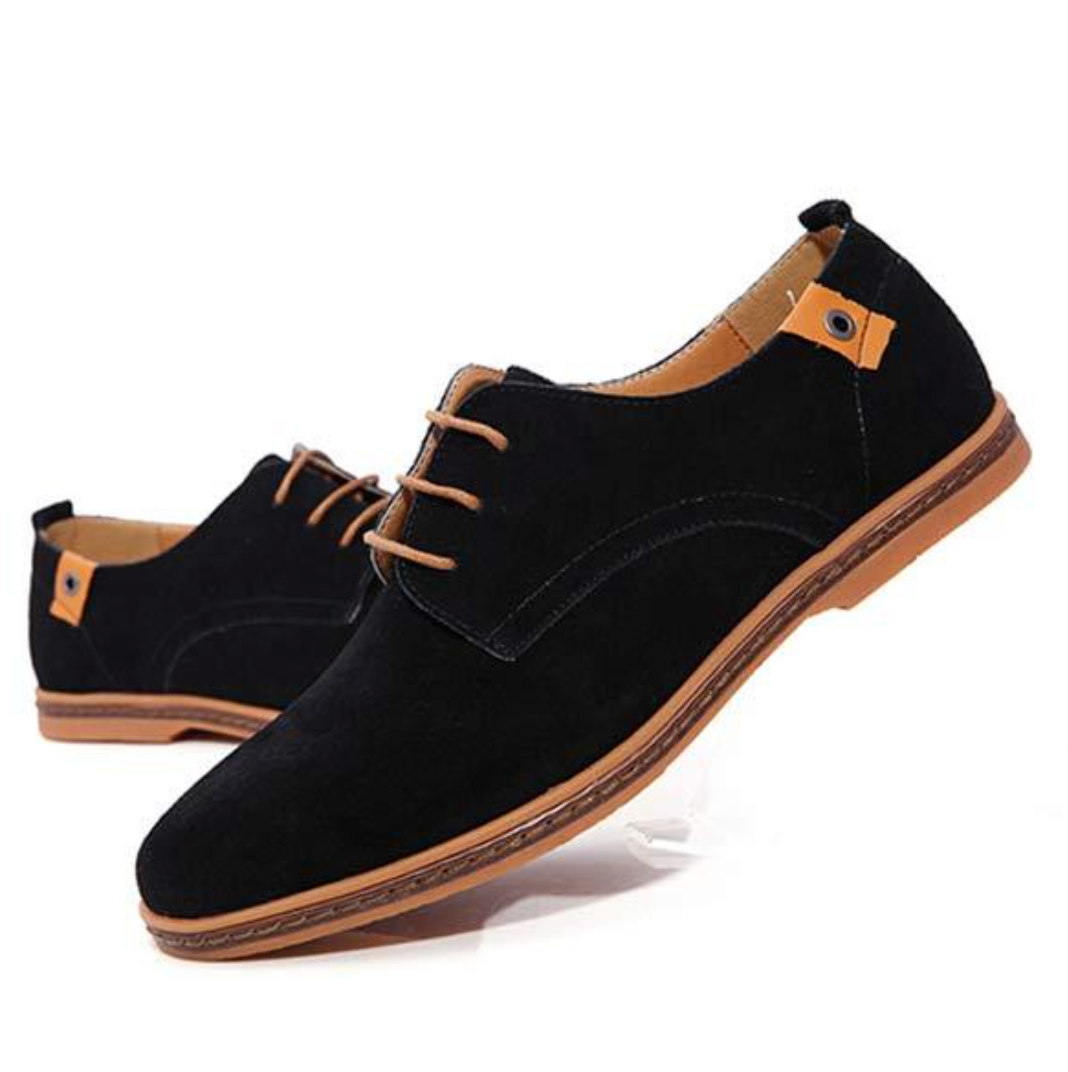Men's Suede Derby Shoes with Lace Closure and Textured Finish