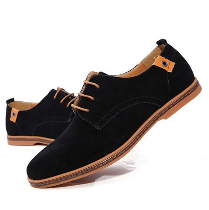 Men's Suede Derby Shoes with Lace Closure and Textured Finish
