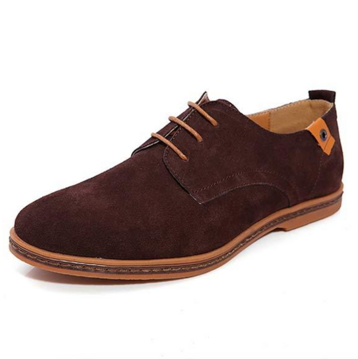 Men's Suede Derby Shoes with Lace Closure and Textured Finish