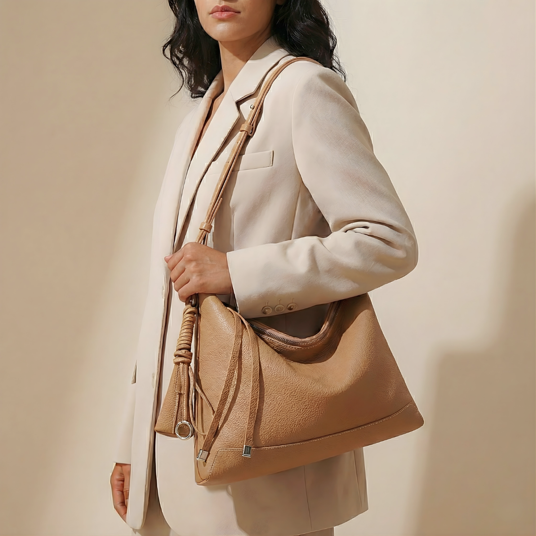 Tulum – Women's Leather Hobo Bag with Knotted Strap & Tassel Detail