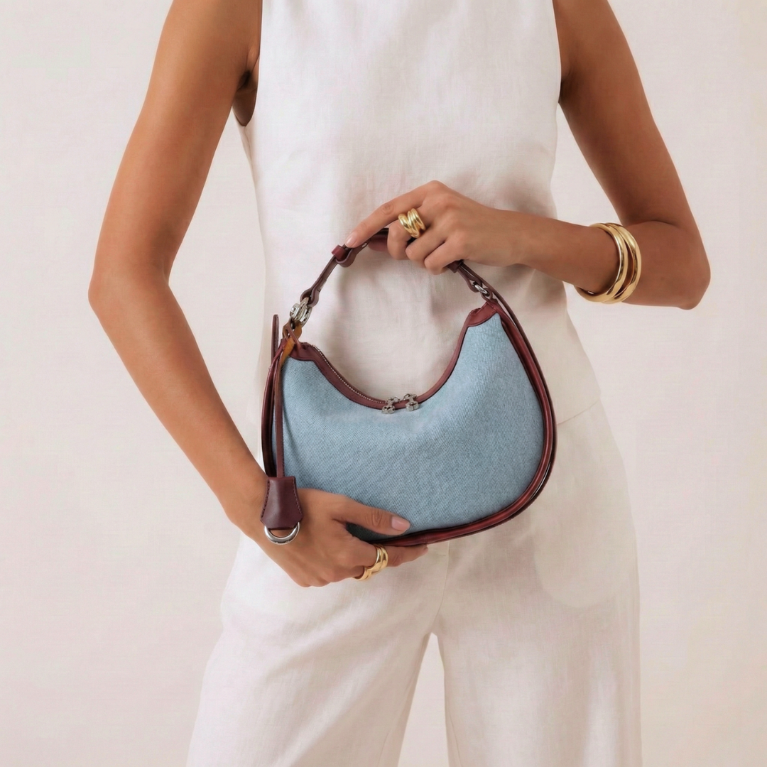Billie – Hobo Shoulder Bag with Trim and Adjustable Strap