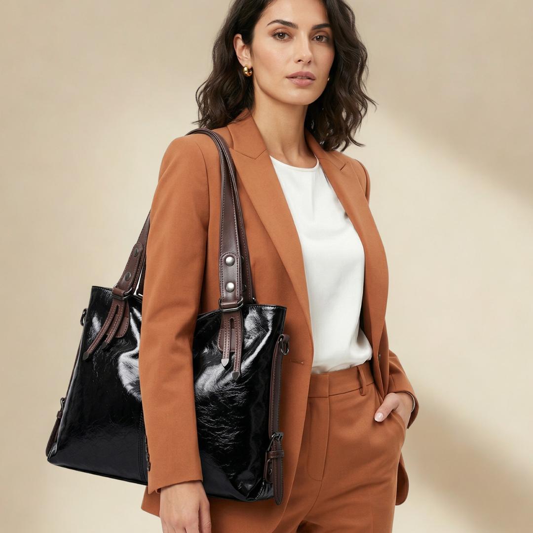 Vera – Large Vegan Leather Shoulder Bag, Work Tote