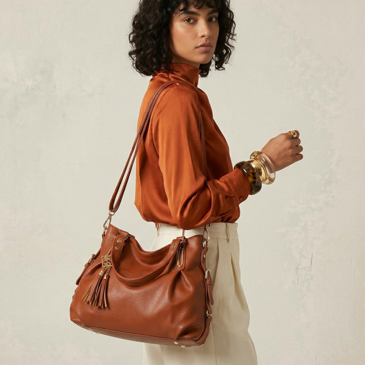 Reva – Tassel Hobo Bag, Vegan Leather Shoulder Bag