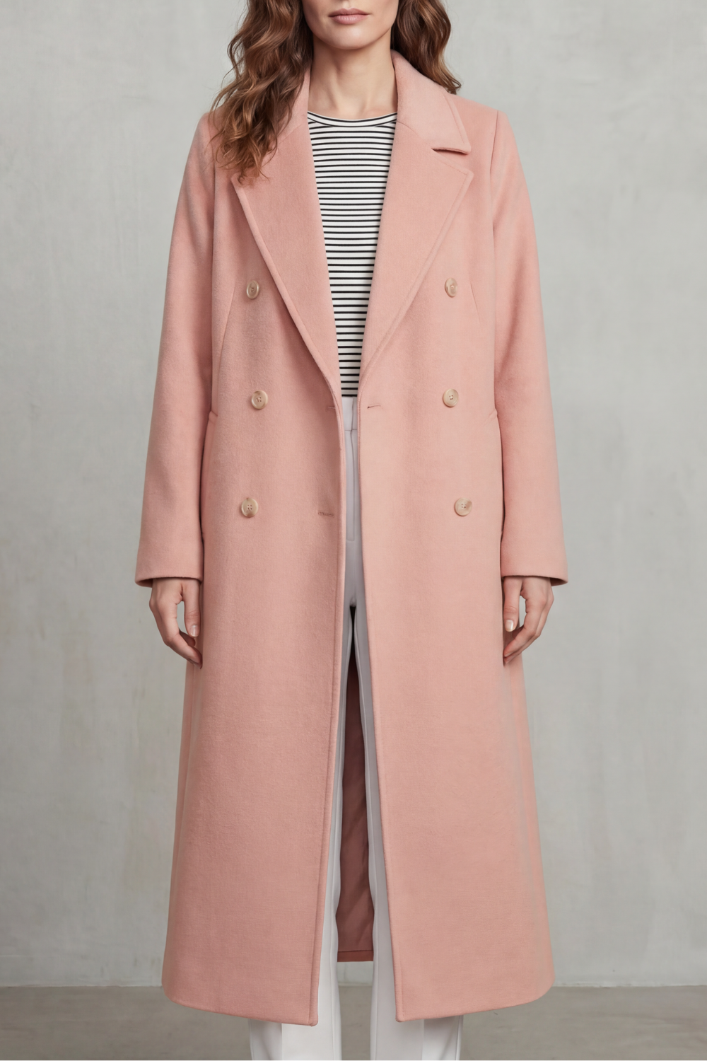 Classic Wool Blend Double-Breasted Coat for Women