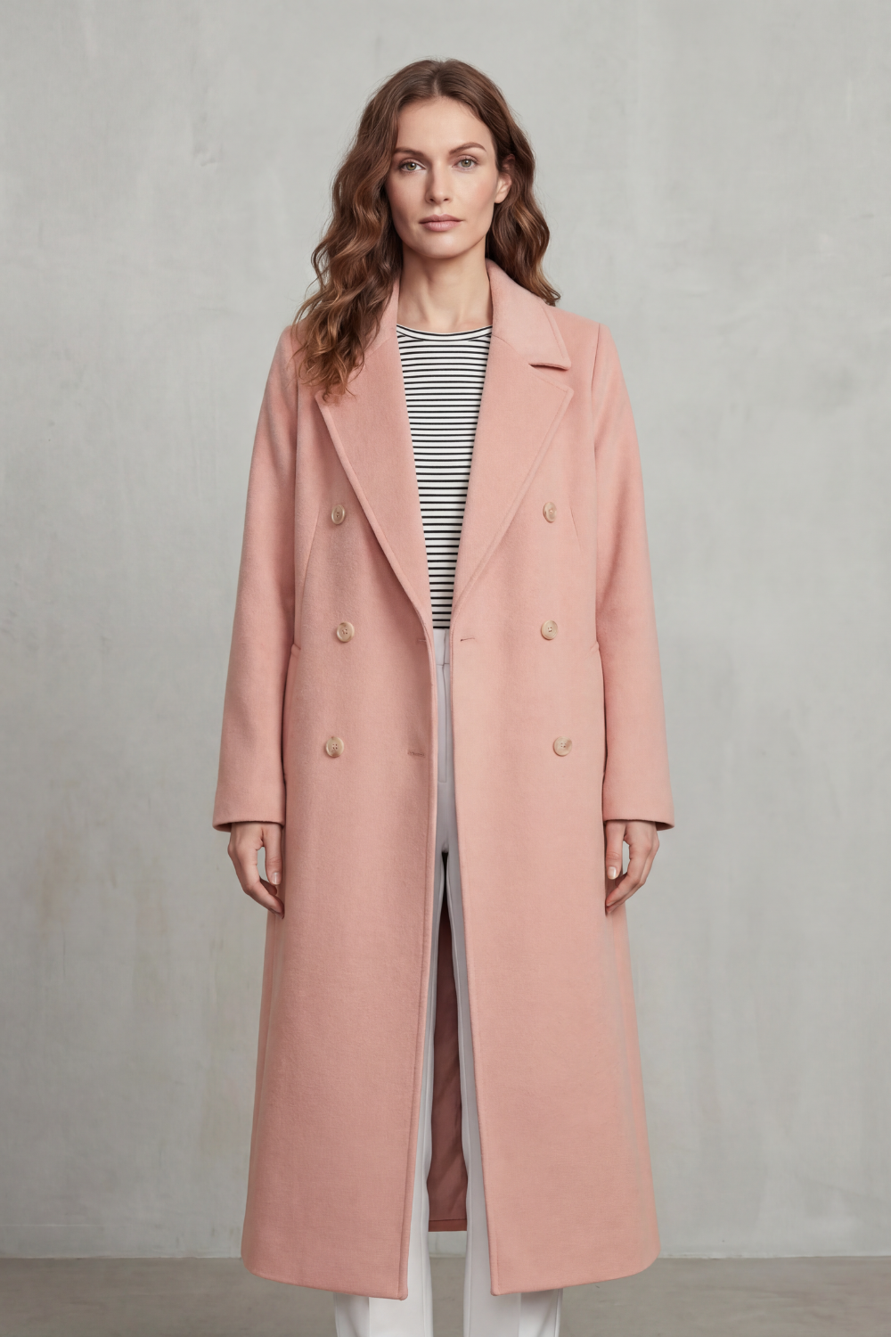 Classic Wool Blend Double-Breasted Coat for Women