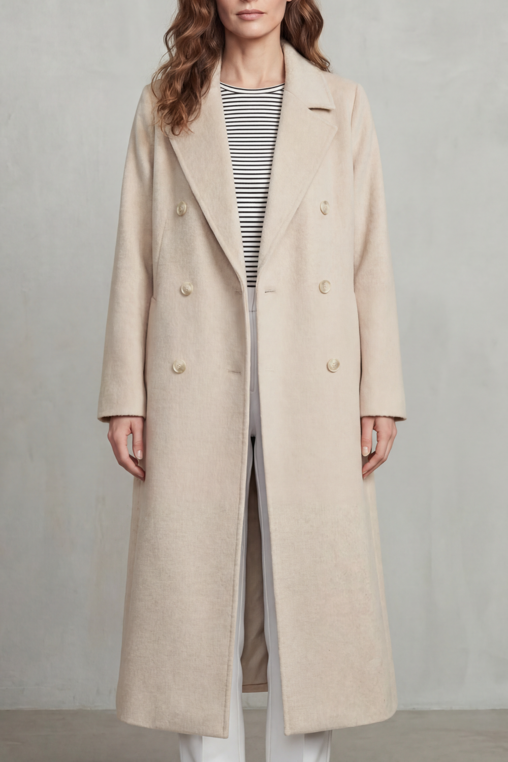 Classic Wool Blend Double-Breasted Coat for Women