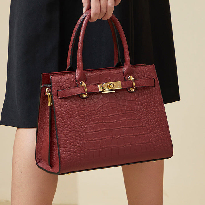 Cleo – Croc Embossed Top Handle Shoulder Bag