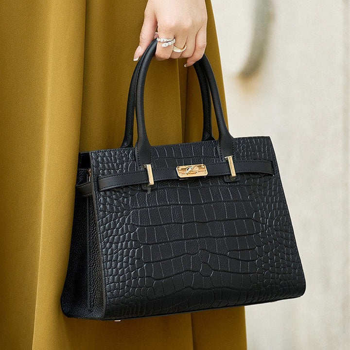 Cleo – Croc Embossed Top Handle Shoulder Bag