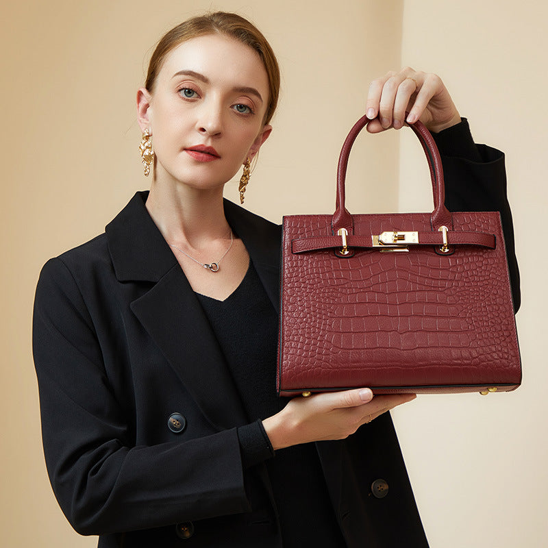 Cleo – Croc Embossed Top Handle Shoulder Bag