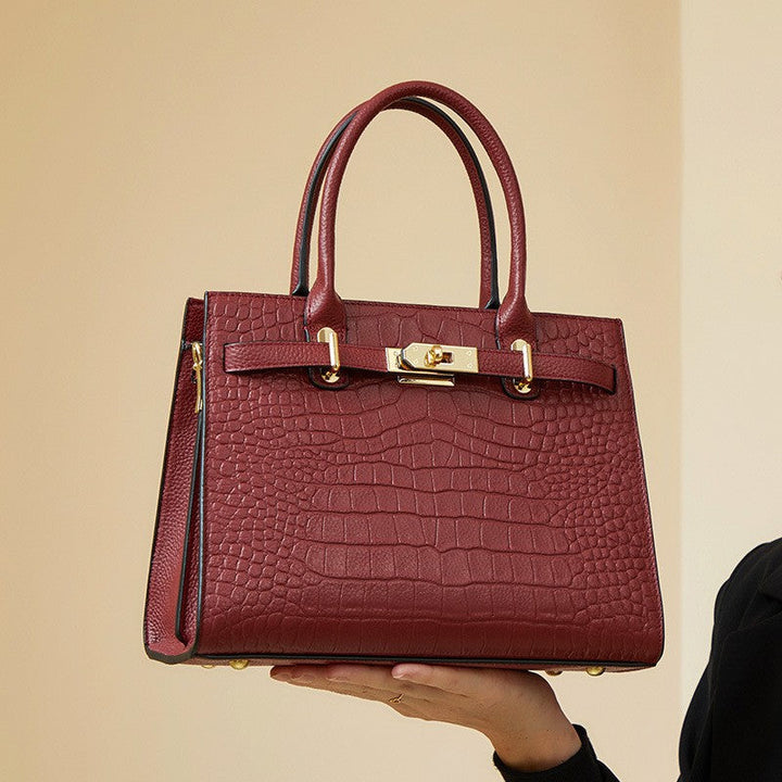 Cleo – Croc Embossed Top Handle Shoulder Bag