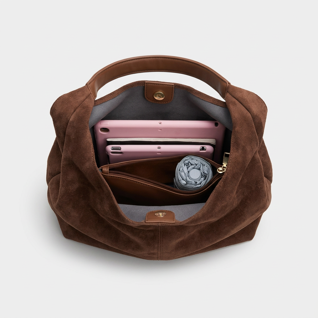 Mara – Suede Hobo Bag, Large Slouchy Shoulder Bag