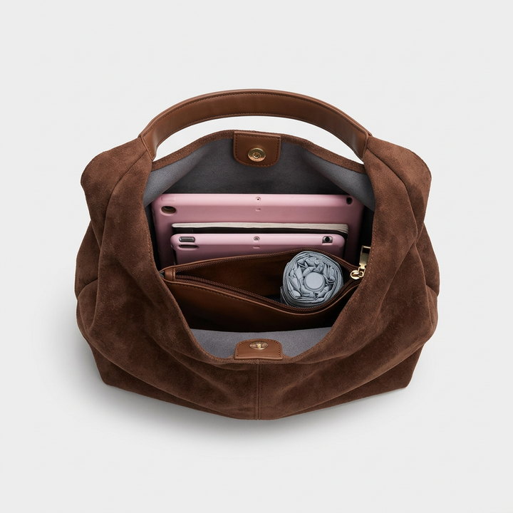 Mara – Suede Hobo Bag, Large Slouchy Shoulder Bag