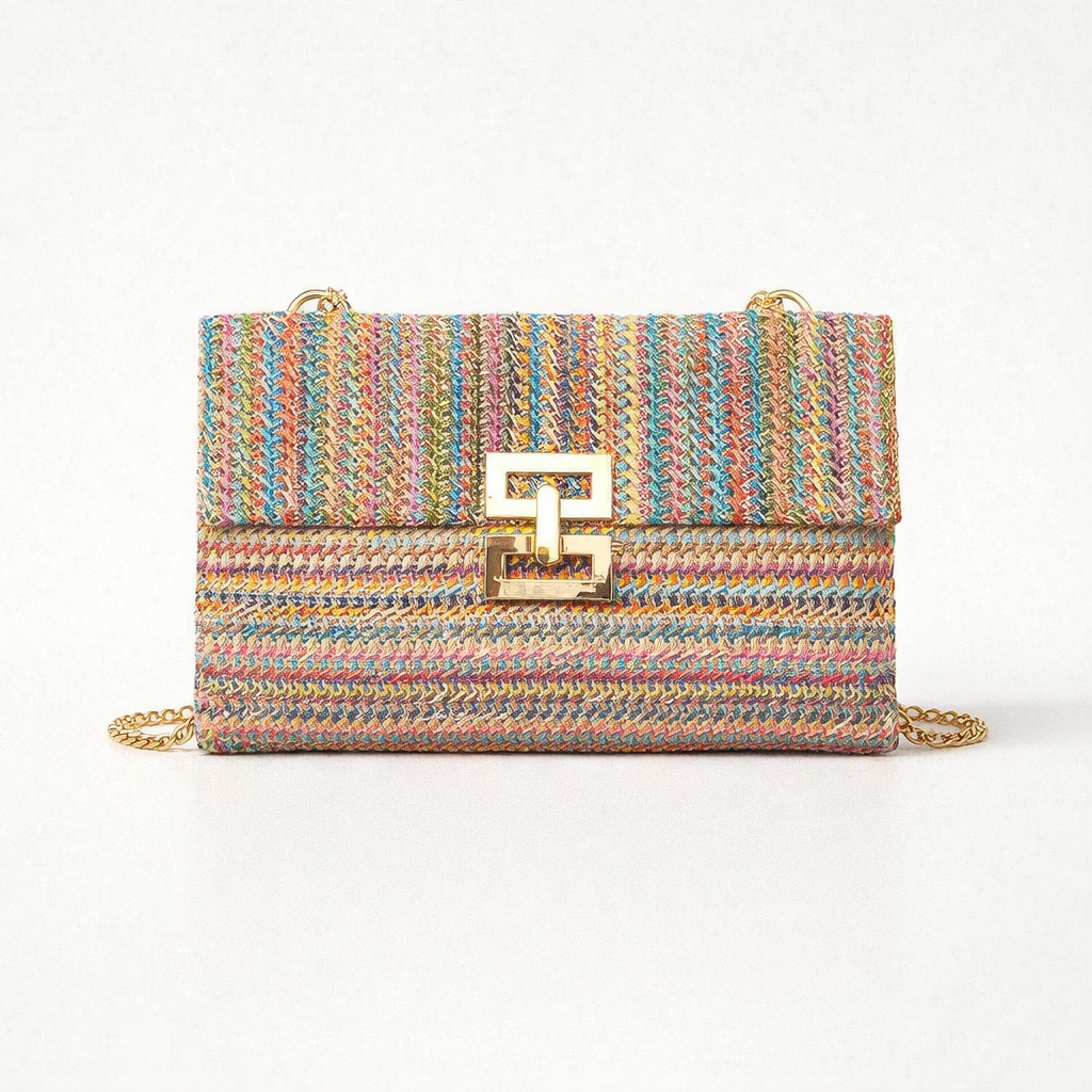 Mara – Woven Straw Chain Strap Shoulder Crossbody Bag