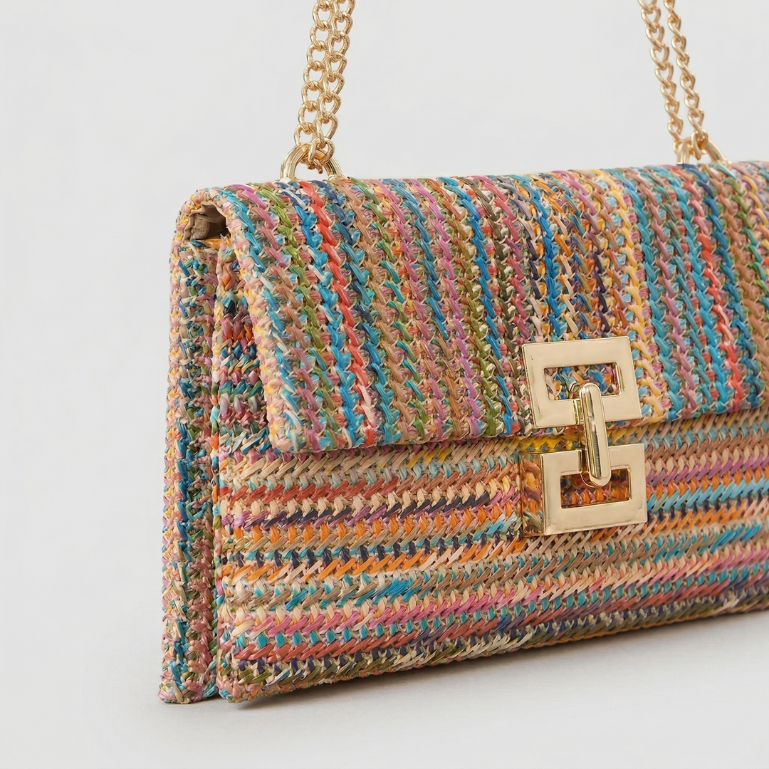 Mara – Woven Straw Chain Strap Shoulder Crossbody Bag