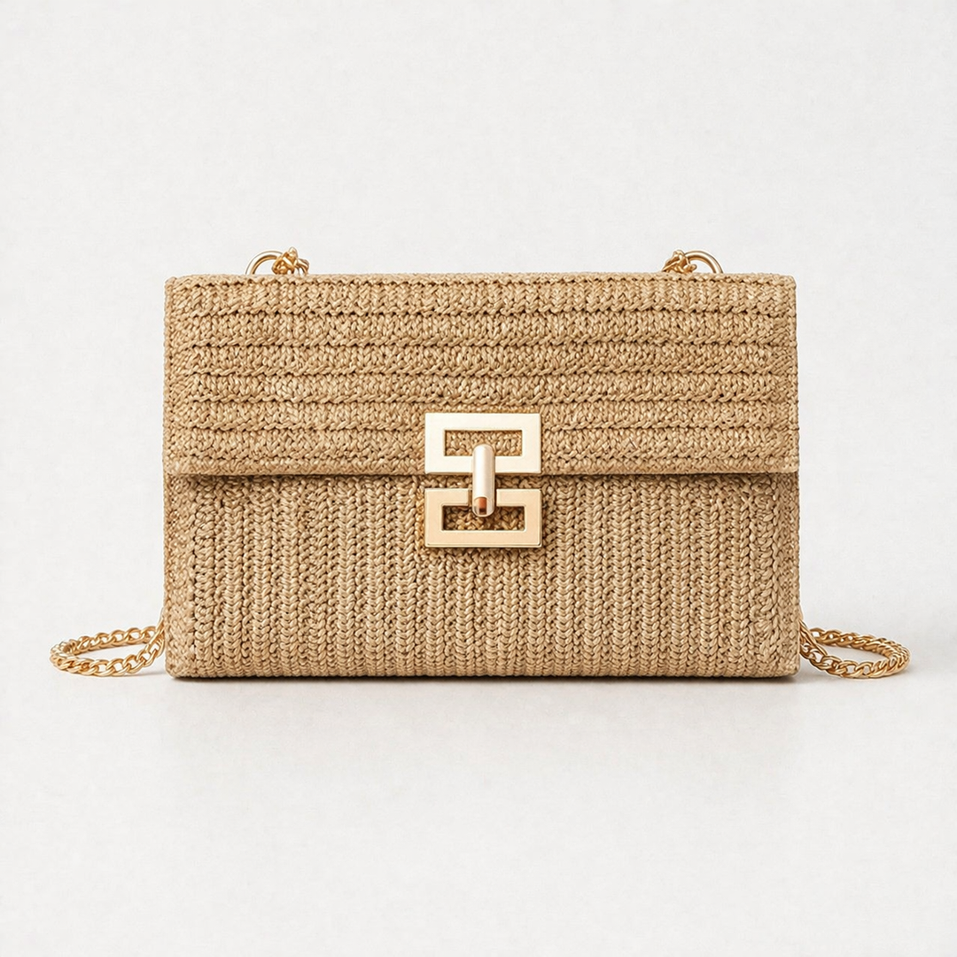 Mara – Woven Straw Chain Strap Shoulder Crossbody Bag