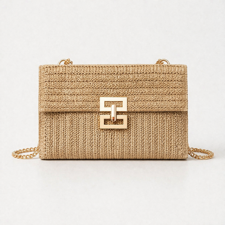 Mara – Woven Straw Chain Strap Shoulder Crossbody Bag