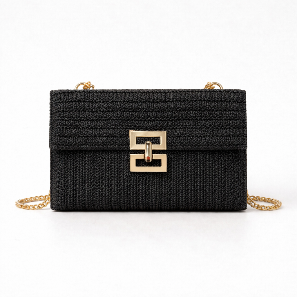 Mara – Woven Straw Chain Strap Shoulder Crossbody Bag