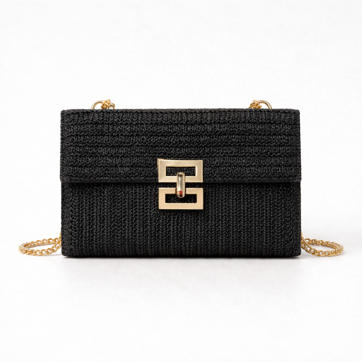 Mara – Woven Straw Chain Strap Shoulder Crossbody Bag