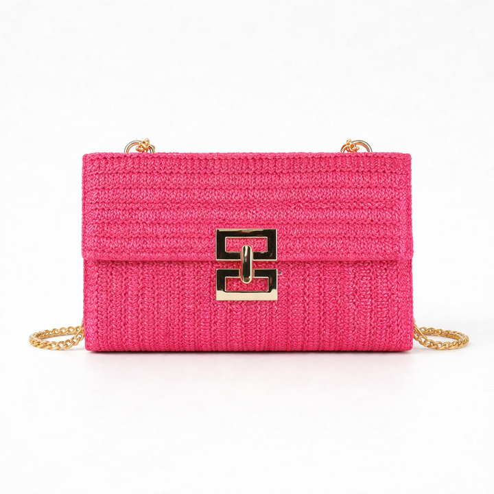 Mara – Woven Straw Chain Strap Shoulder Crossbody Bag