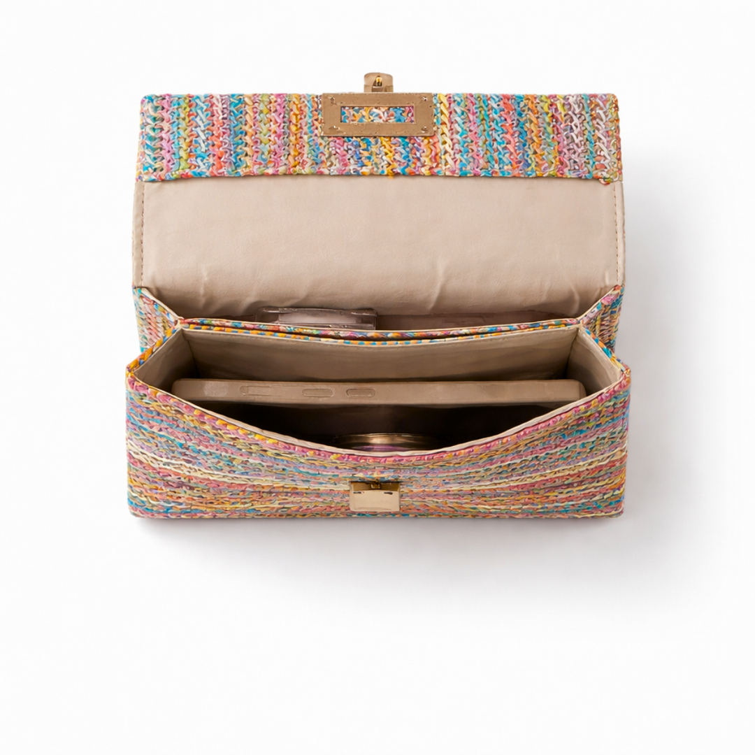 Mara – Woven Straw Chain Strap Shoulder Crossbody Bag