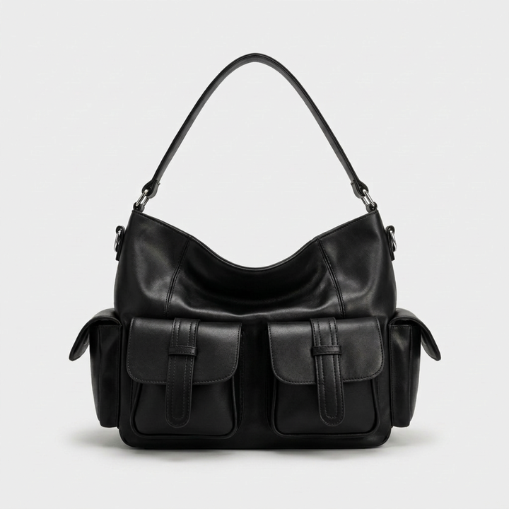 Maren – Large Vegan Cowhide Shoulder Bag, Multi-Pocket