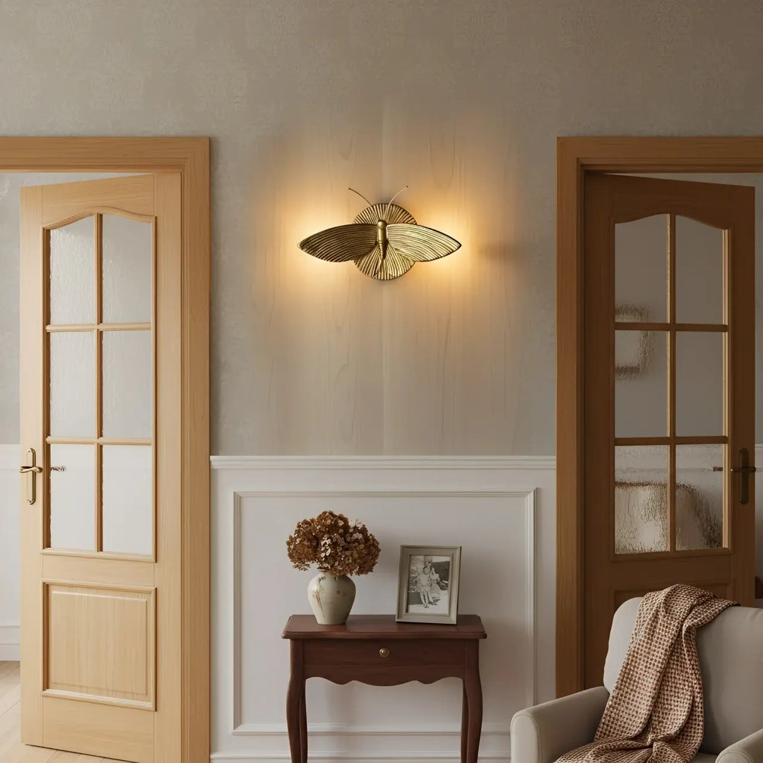 Marlow Vintage Art Deco Moth Resin Wall Lamp