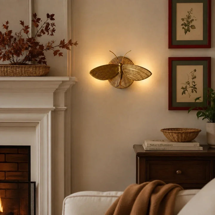Marlow Vintage Art Deco Moth Resin Wall Lamp