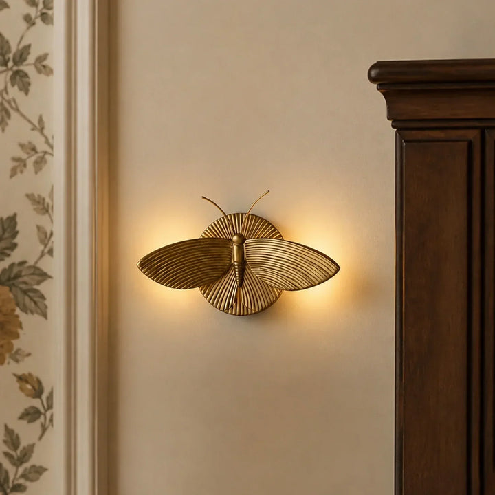 Marlow Vintage Art Deco Moth Resin Wall Lamp