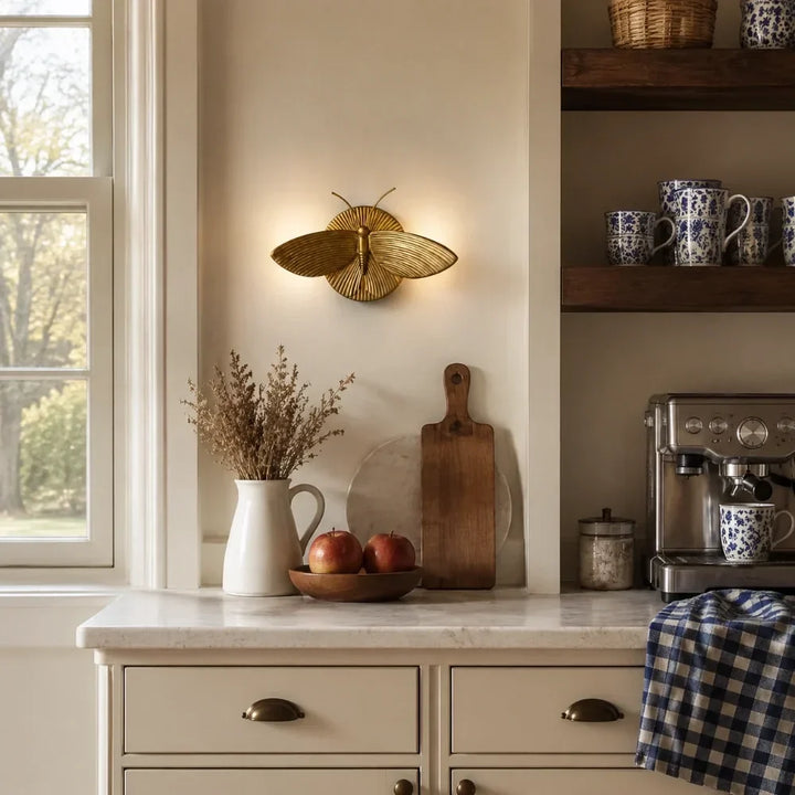 Marlow Vintage Art Deco Moth Resin Wall Lamp