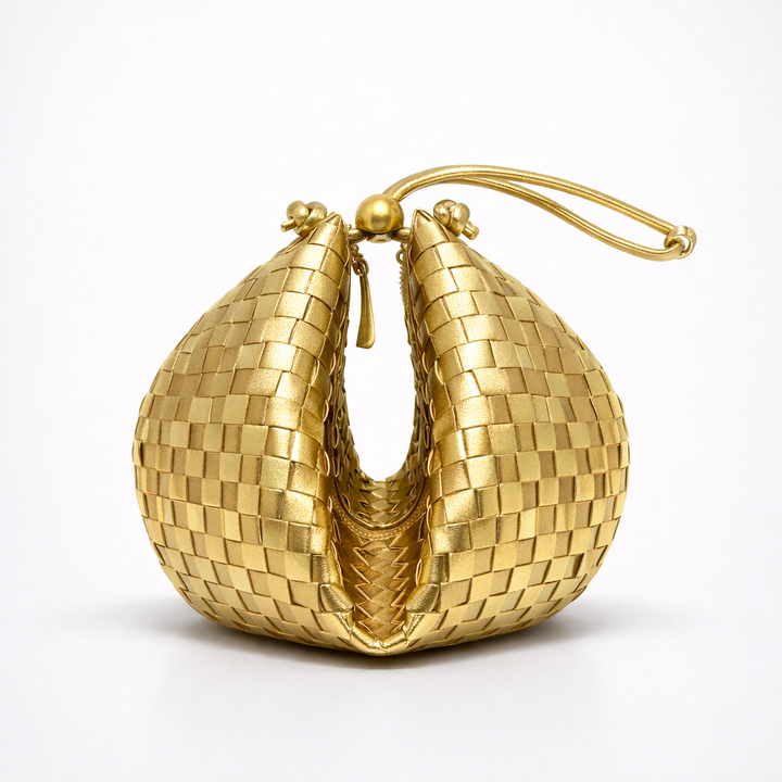 Mavi – Woven Vegan Leather Shoulder Bag with Knotted Handle