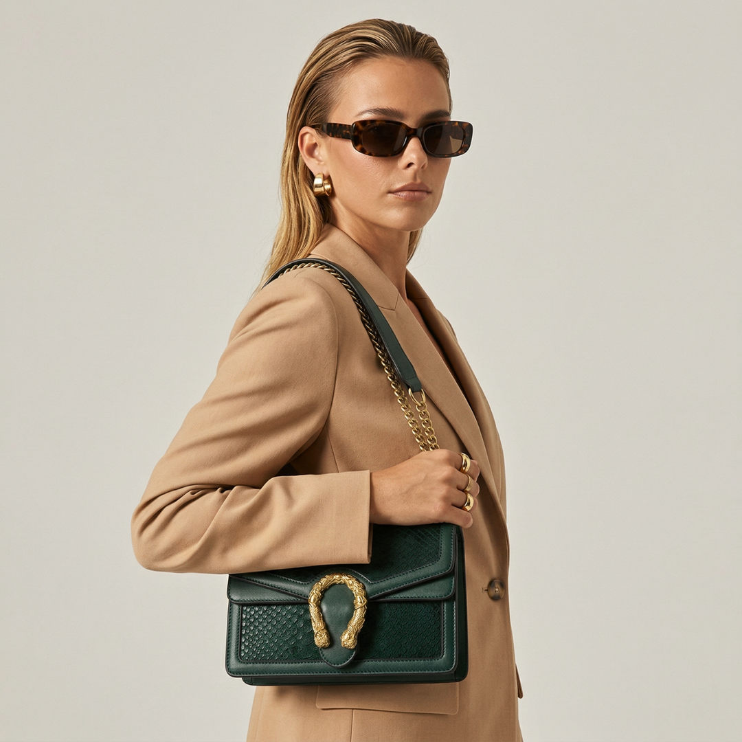 Medea – Snake Embossed Chain Crossbody Bag