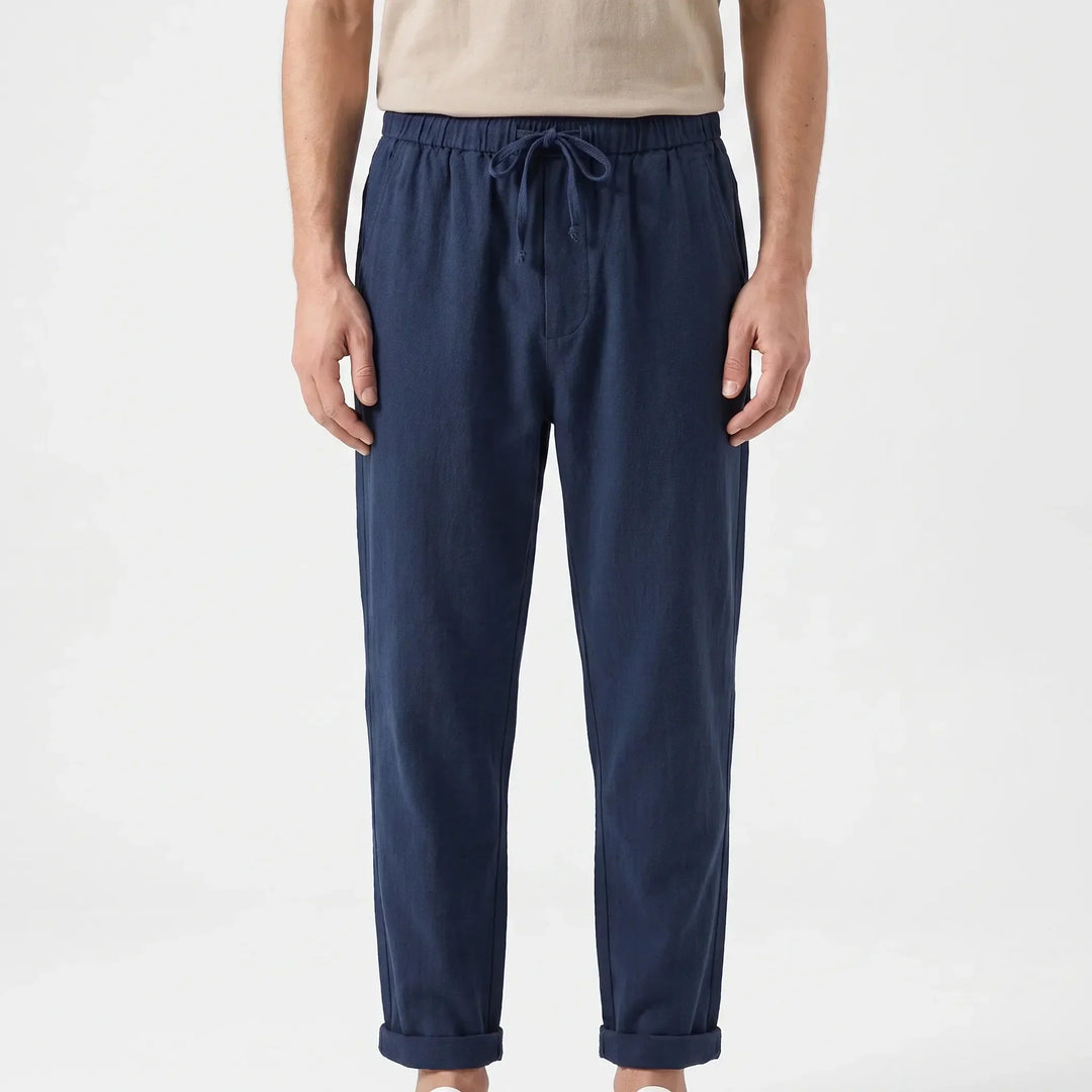Men's Breathable Relaxed Fit Summer Pants - Lightweight Cotton Linen Blend