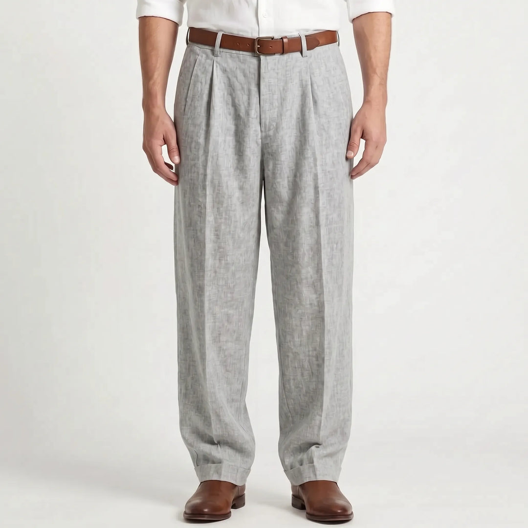 Classic Pleated Summer Pants - Loose Fit Breathable Cotton Linen Blend