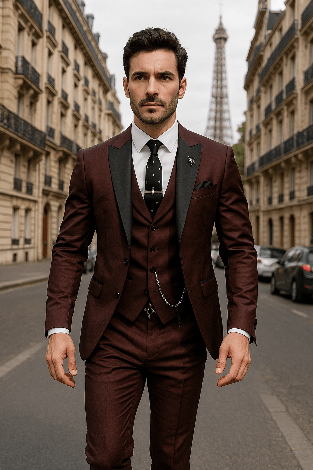 Men’s Three-Piece Slim Fit Suit – Tailored Formal Set with Blazer, Waistcoat & Trousers