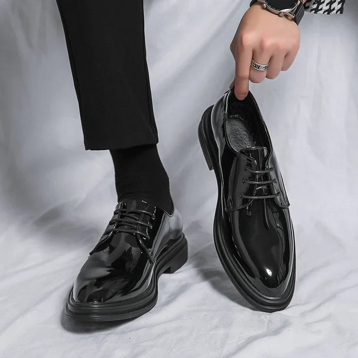 Men’s Patent Derby Dress Shoes – Sleek Gloss Finish for Formal Occasions