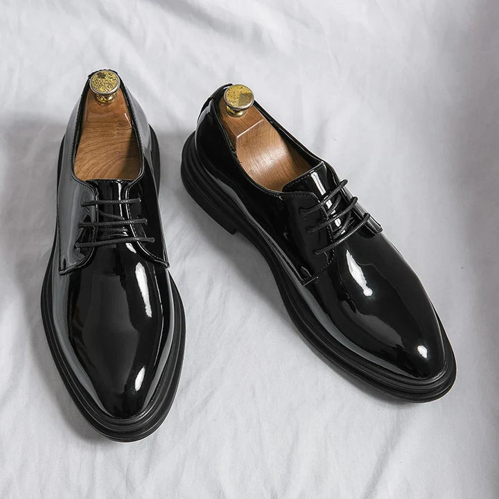 Men’s Patent Derby Dress Shoes – Sleek Gloss Finish for Formal Occasions