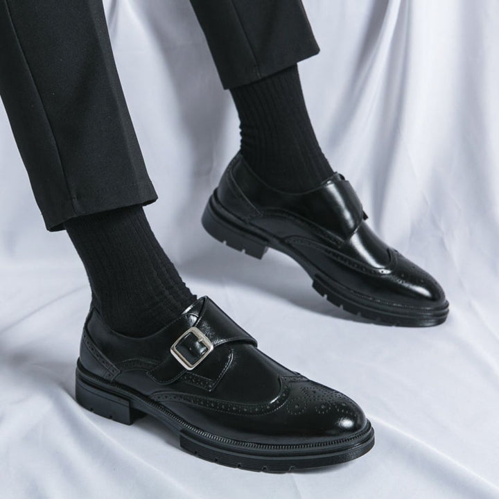 Men’s Wingtip Monk Strap Shoes – Classic Brogue Oxford Design for Formal Occasions