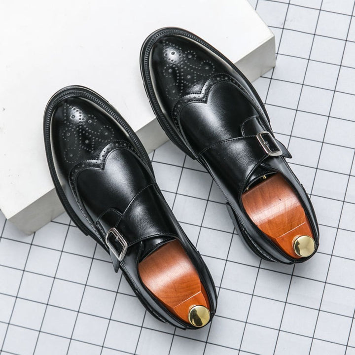 Men’s Wingtip Monk Strap Shoes – Classic Brogue Oxford Design for Formal Occasions