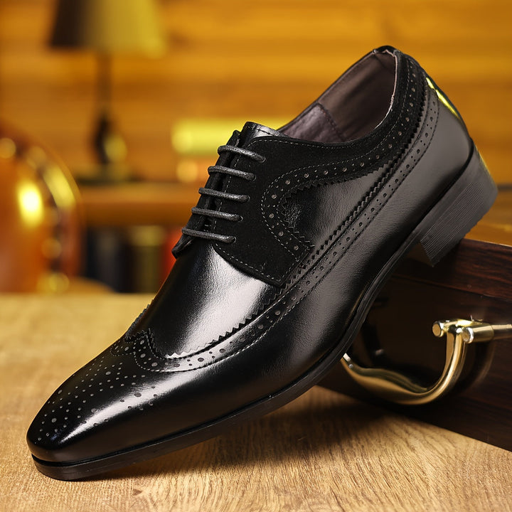 Men’s Orthopaedic Leather Wingtip Brogue Oxford Shoes – Two-Tone Formal Design
