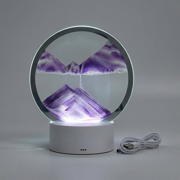 Flowing Sand Motion Lamp with LED Light - Modern Circular Design