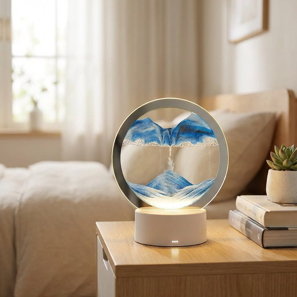 Flowing Sand Motion Lamp with LED Light - Modern Circular Design