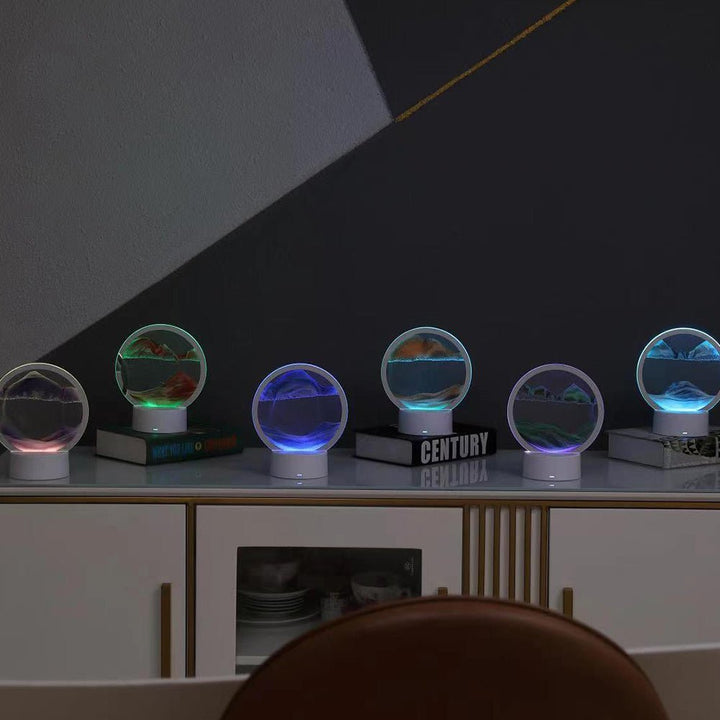 Flowing Sand Motion Lamp with LED Light - Modern Circular Design