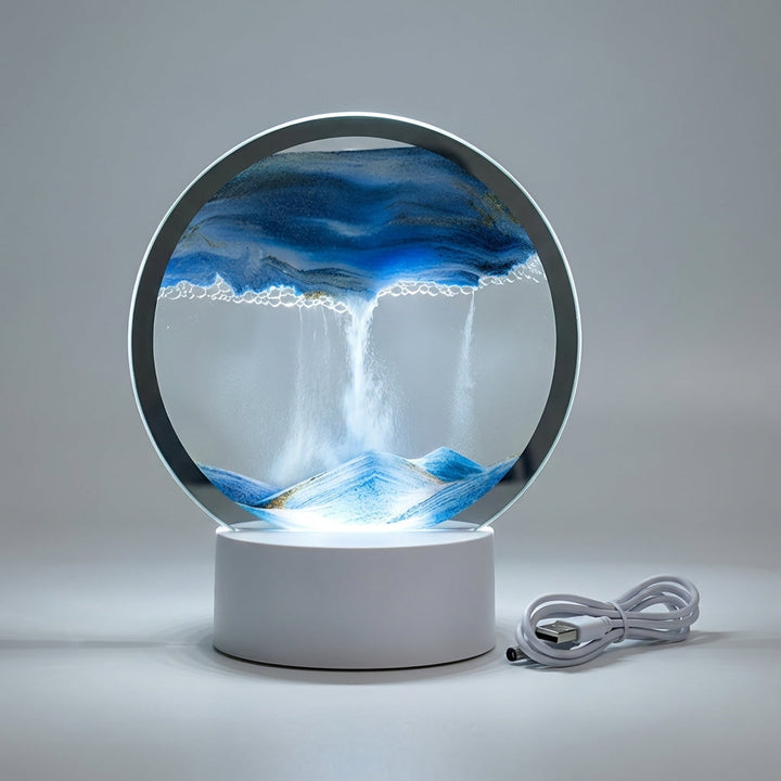 Flowing Sand Motion Lamp with LED Light - Modern Circular Design