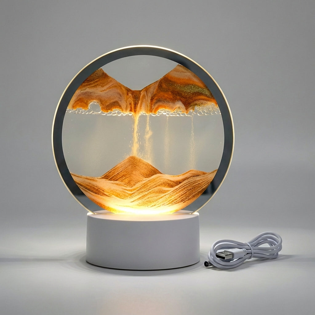 Flowing Sand Motion Lamp with LED Light - Modern Circular Design
