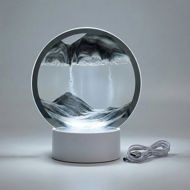Flowing Sand Motion Lamp with LED Light - Modern Circular Design