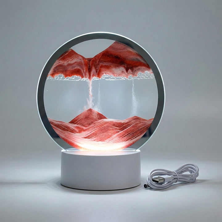 Flowing Sand Motion Lamp with LED Light - Modern Circular Design