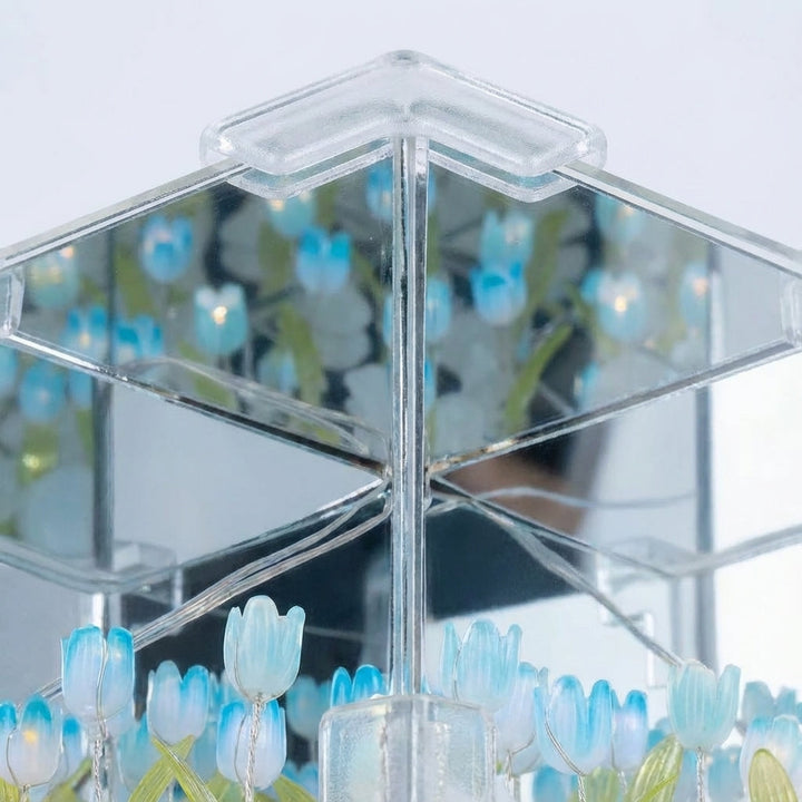 Infinity Tulip Reflection Cube Lamp - Dimmable LED Mirrored Decorative Light